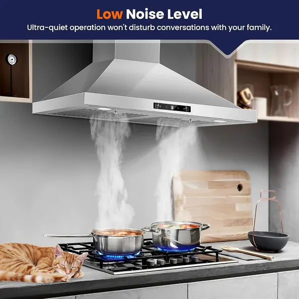 Wall Mount Range Hood 30 Inch, 700 CFM Kitchen Hood Stainless Steel Stove Vent Hood With Gesture Sensing & Touch - view 2