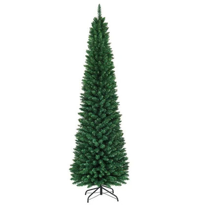 8ft Slim Pencil Christmas Tree - Space-Saving Design For Small Corners, 1000 Realistic PVC Branches With Flocked Finish - view 6