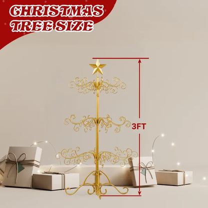 3ft Wrought Iron Christmas Tree, Metal Ornament Display Tree Stand For For Holiday Party Home Decor - view 2