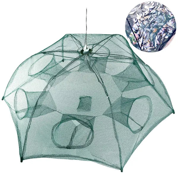 Fishing Trap Net Portable Folded Fishing Bait Trap Shrimp Minnow Crab Bait Net 6 Sides 6 Holes Crayfish Cast Mesh Trap - view 6