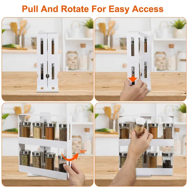 Swivel Cabinet Organizer Revolving Kitchen Rack Spice Organizer For Cabinet Condiment Holder Shelf - view 3
