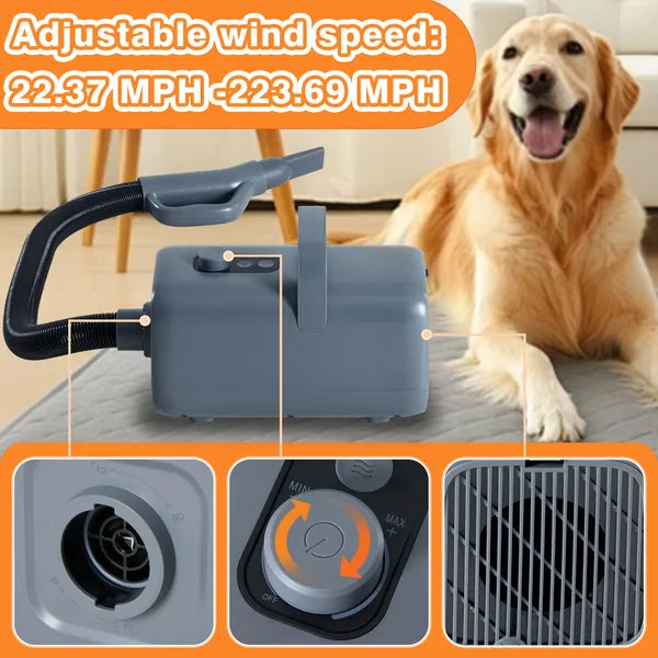1550W High Velocity Pet Blow Dryer With Heater For Grooming, Speed Temperature Adjustable Dog Blower Grooming Dryer - view 6