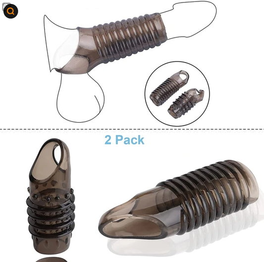2PCS Reusable Cock Ring Glans Enlarger Delayed Ejaculation Sleeve Extender - view 2