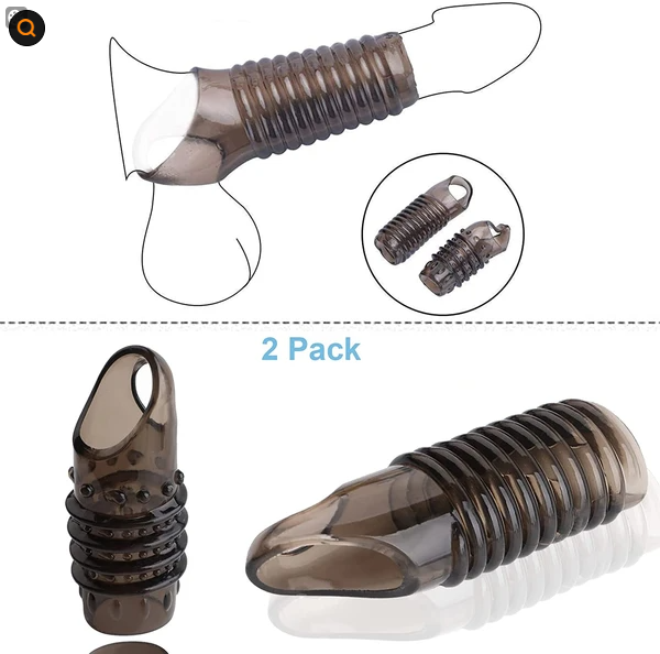2PCS Reusable Cock Ring Glans Enlarger Delayed Ejaculation Sleeve Extender - view 2