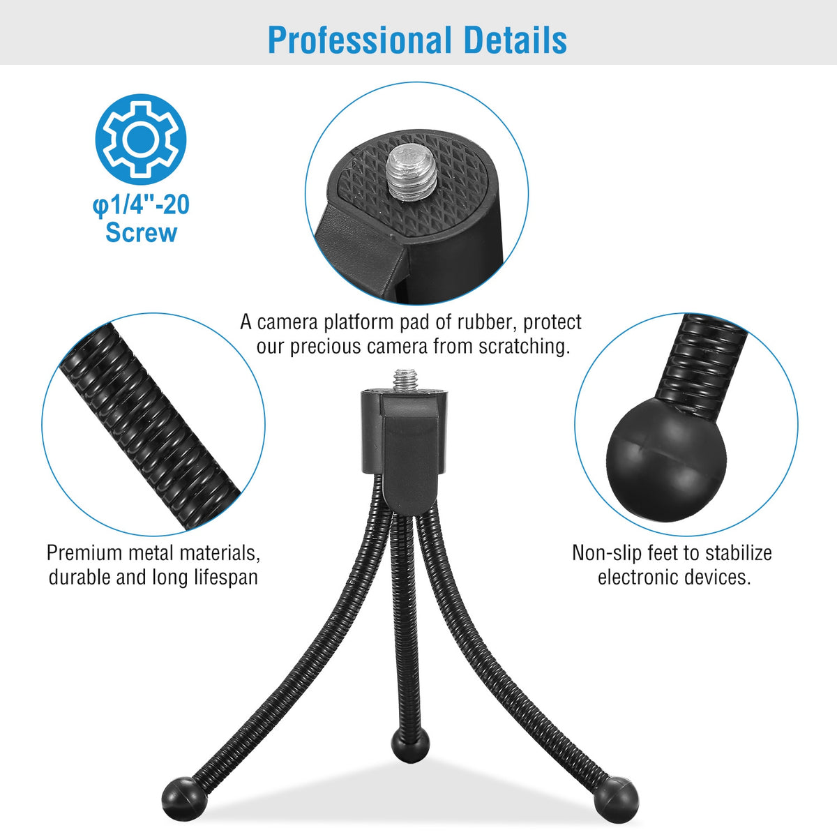 Tripod Stand For Camera Mini Projector Flexible Tripod Holder Heavy Duty Camera Tabletop Mount With Anti-slip Feet - view 4