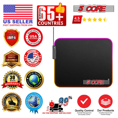 5Core Gaming Mouse Pad RGB 12 Light Modes 2 Zone Desk Mouse Mat w Rubber Base - view 10