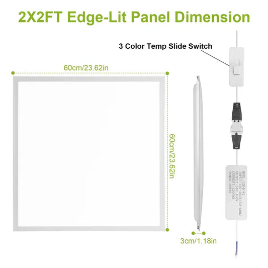 2Pcs 72W 2×2FT LED Panel Light 3800LM Flat Ceiling Light With 3 Lighting Color Temperature Equivalent LED Troffer - view 2