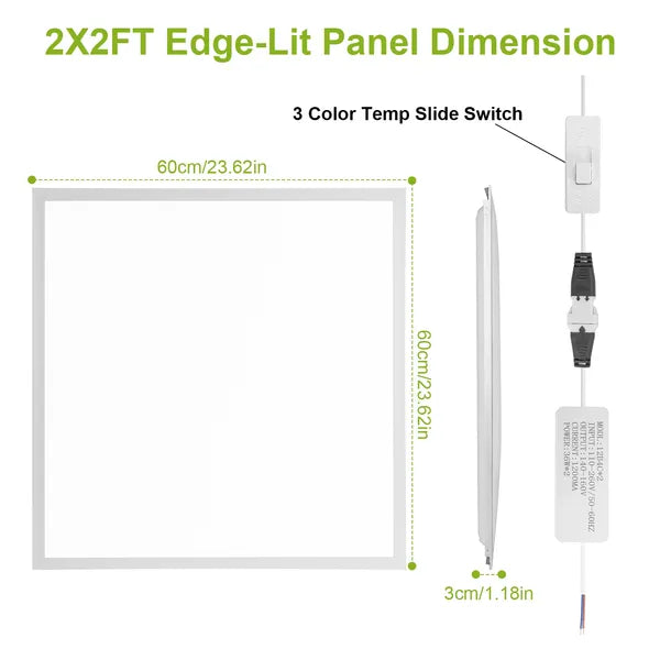 2Pcs 72W 2×2FT LED Panel Light 3800LM Flat Ceiling Light With 3 Lighting Color Temperature Equivalent LED Troffer - view 2