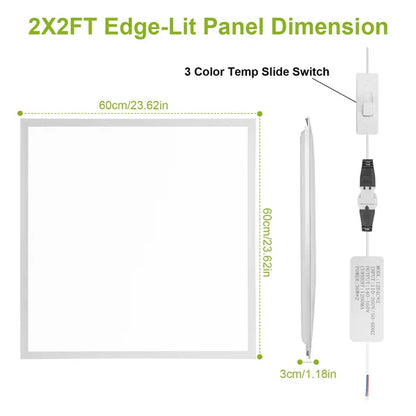 2Pcs 72W 2×2FT LED Panel Light 3800LM Flat Ceiling Light With 3 Lighting Color Temperature Equivalent LED Troffer - view 2