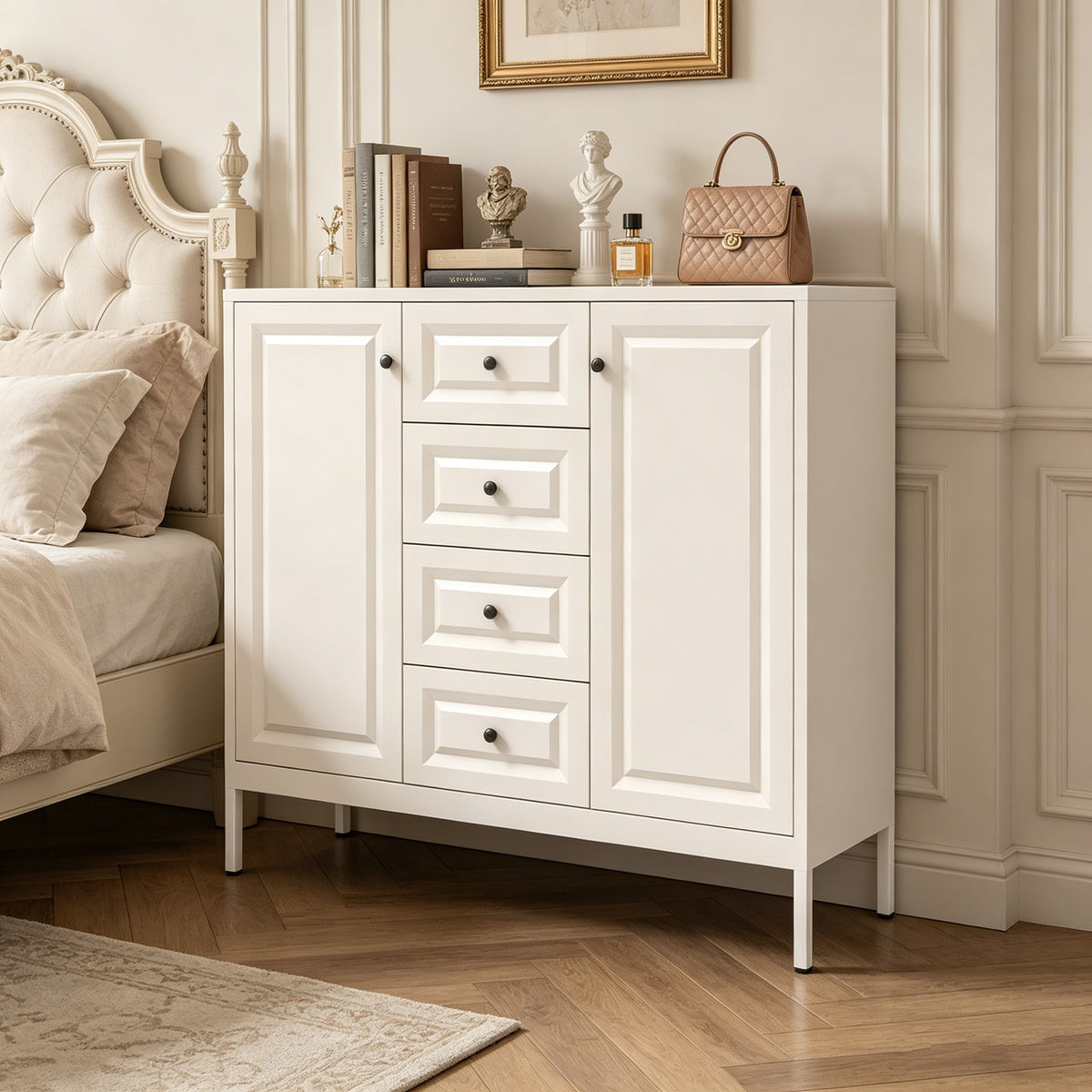 40.16'' Storage Sideboard Buffet Cabinet, Freestanding Accent Cabinet With 4 Drawers & 2 Doors