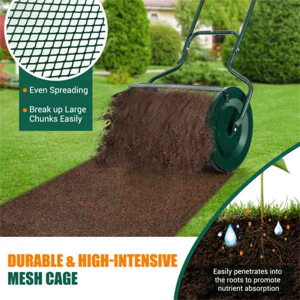 24-Inch Metal Mesh Compost Spreader With 2.7 Cu.ft Large Capacity, Heavy-Duty Rustproof Lawn Spreader For Peat - view 2