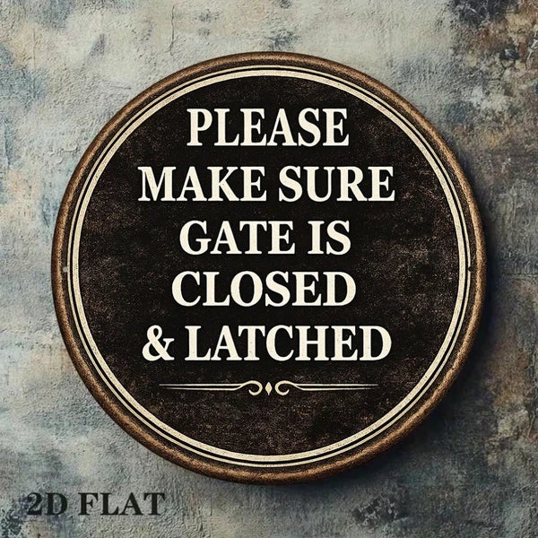 1pc 8x8in Vintage Safety Warning Door Sign, "Please Make Sure" The Door, Is Closed And Locked 2D Flat Round Plaque - view 3