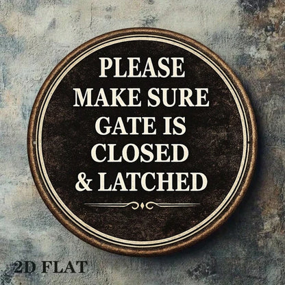 1pc 8x8in Vintage Safety Warning Door Sign, "Please Make Sure" The Door, Is Closed And Locked 2D Flat Round Plaque - view 3