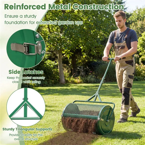 24" Lawn Topdressing Spreader With 0.75"×0.5" Mesh, Compost Spreader For Soil Sand Fertilizer Green - view 2