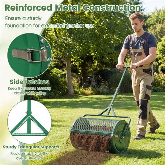 24" Lawn Topdressing Spreader With 0.75"×0.5" Mesh, Compost Spreader For Soil Sand Fertilizer Green - view 2