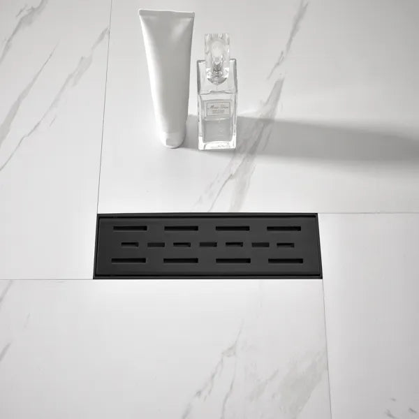 12 Inch Linear Shower Drain With Removable Brick Patterned Grate Cover - view 5