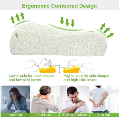Bamboo Memory Foam Sleep Pillow Contoured Cervical Orthopedic Pillow Neck Support Breath Pillow - view 2