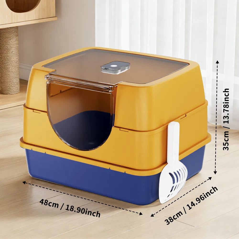Galaxy Enclosed Orange Cat Litter Box, Sealed To Prevent Odors And Sanding, Stable And Durable - view 6