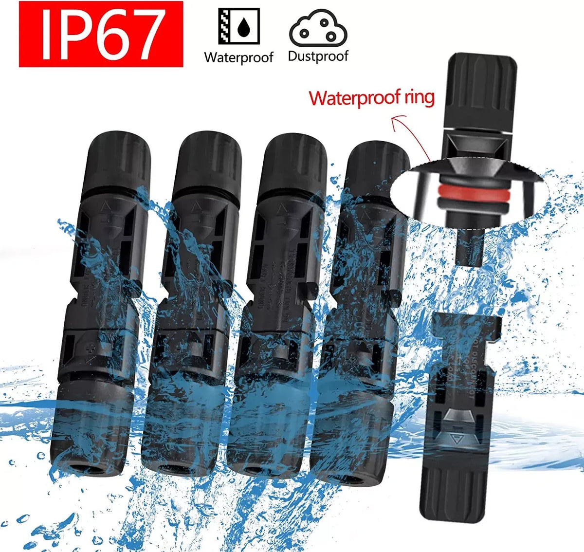 Male Female Solar Cable Connectors For DIY Solar Panel US - view 2