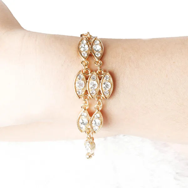 Noble Burnished Gold Bling Rhinestone Bracelet - view 6