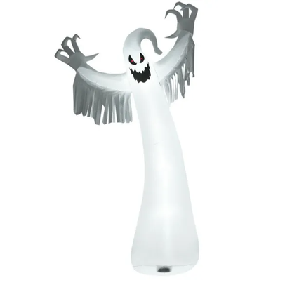 Spooky Halloween Inflatable Ghost - 12 Ft Tall With LED Lights, Waterproof Fabric, Spikes Ropes For Stability, White - view 4