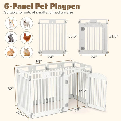 6-Panel HDPE Dog Playpen - Convertible Design (Playpen/Fence), Lockable Door, Suction Cups + Ground Stakes - view 8