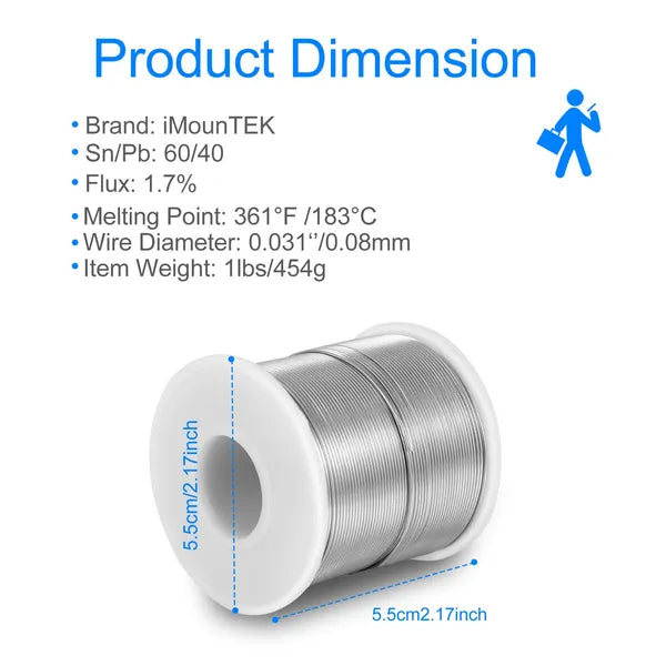 Soldering Wire 60/40 Tin Lead Rosin Core 0.031'/0.8mm 1.7% Flux Electrical Solder Wire Sn60 Pb40 1lb - view 4