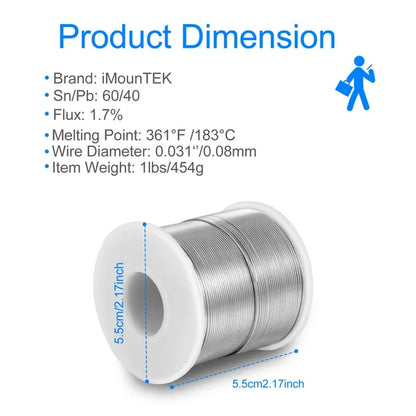 Soldering Wire 60/40 Tin Lead Rosin Core 0.031'/0.8mm 1.7% Flux Electrical Solder Wire Sn60 Pb40 1lb - view 4