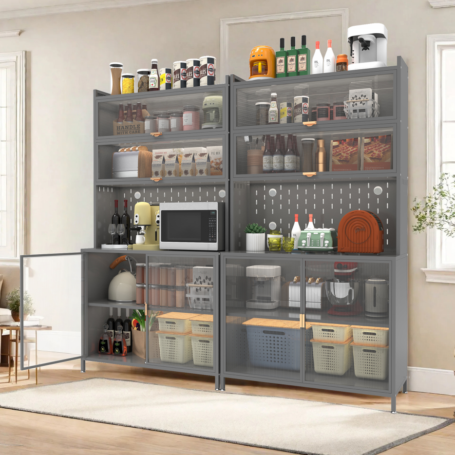 73'' Tall Kitchen Pantry Cabinet, 6 Level Flip Door With Pegboard Spacious - view 3