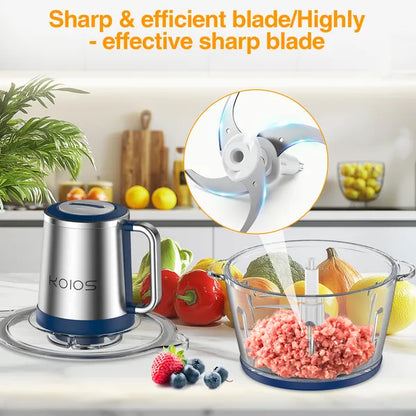 KOIOS Electric Food Chopper Processor Vegetables Meat Grinder Mixer 2L Glass Clear Bowl - view 3