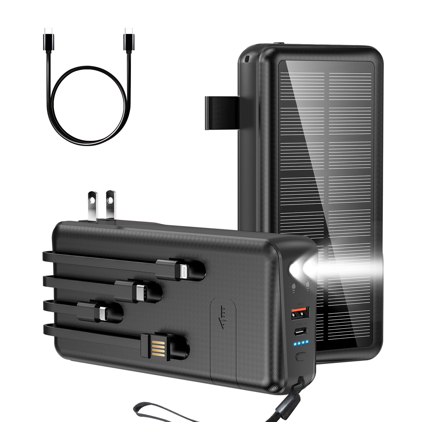 Power bank solar 50000mAh con cable integrado