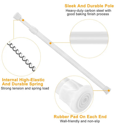 90cm Tension Curtain Rod Spring Load Adjustable Curtain Pole Heavy-Duty Steel For Bathroom Wardrobe Kitchen Balcony - view 3