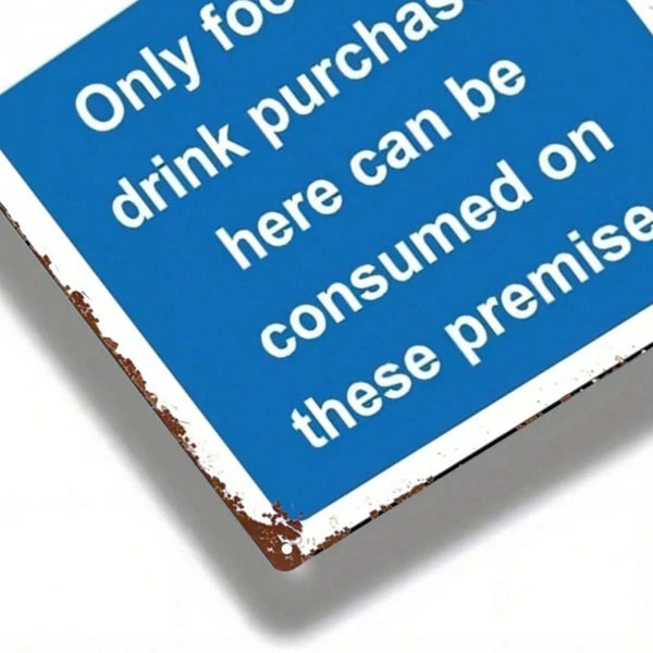 1pc Vintage Blue Metal Sign 8x12 Inch, Food & Drinks Only Allowed Here Wall Decor - view 5