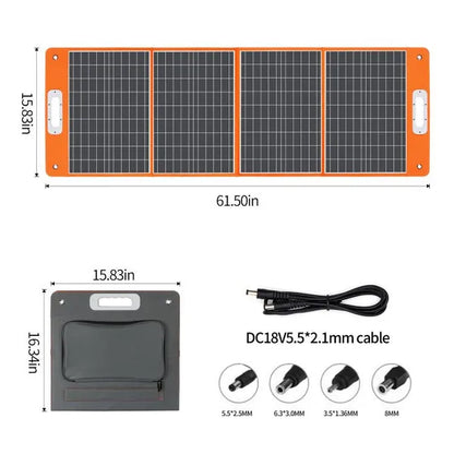 100W 18V Portable Solar Panel; Flashfish Foldable Solar Charger With 5V USB 18V DC Output Type-C Output Compatible - view 3