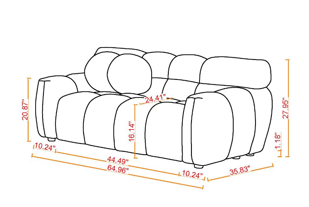 64.96 Length,35.83inch Deepth,human Body Structure For USA People, Marshmallow Sofa,boucle Sofa,2 Seater, BEIGE BOUCLE - view 3