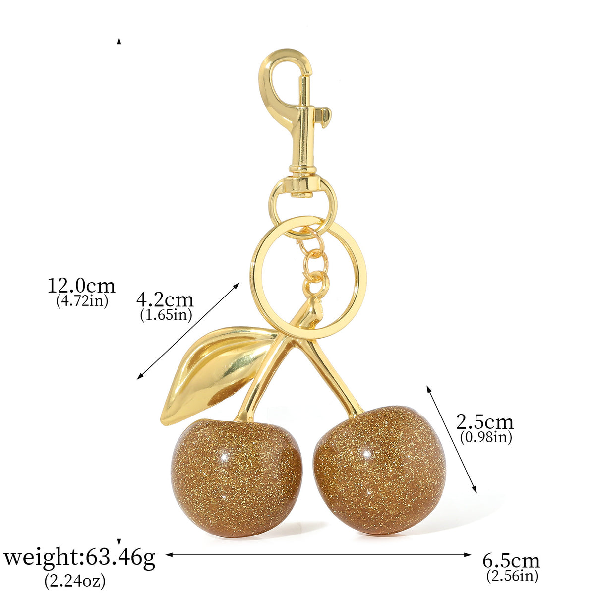 A Pair Of Red Cherry Crystal Bag Glitter Keychain - view 5