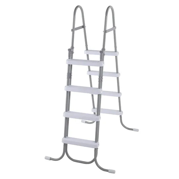 4 Steps 52in Pool Ladder Iron Grey Frame & White Steps Safety Ladder