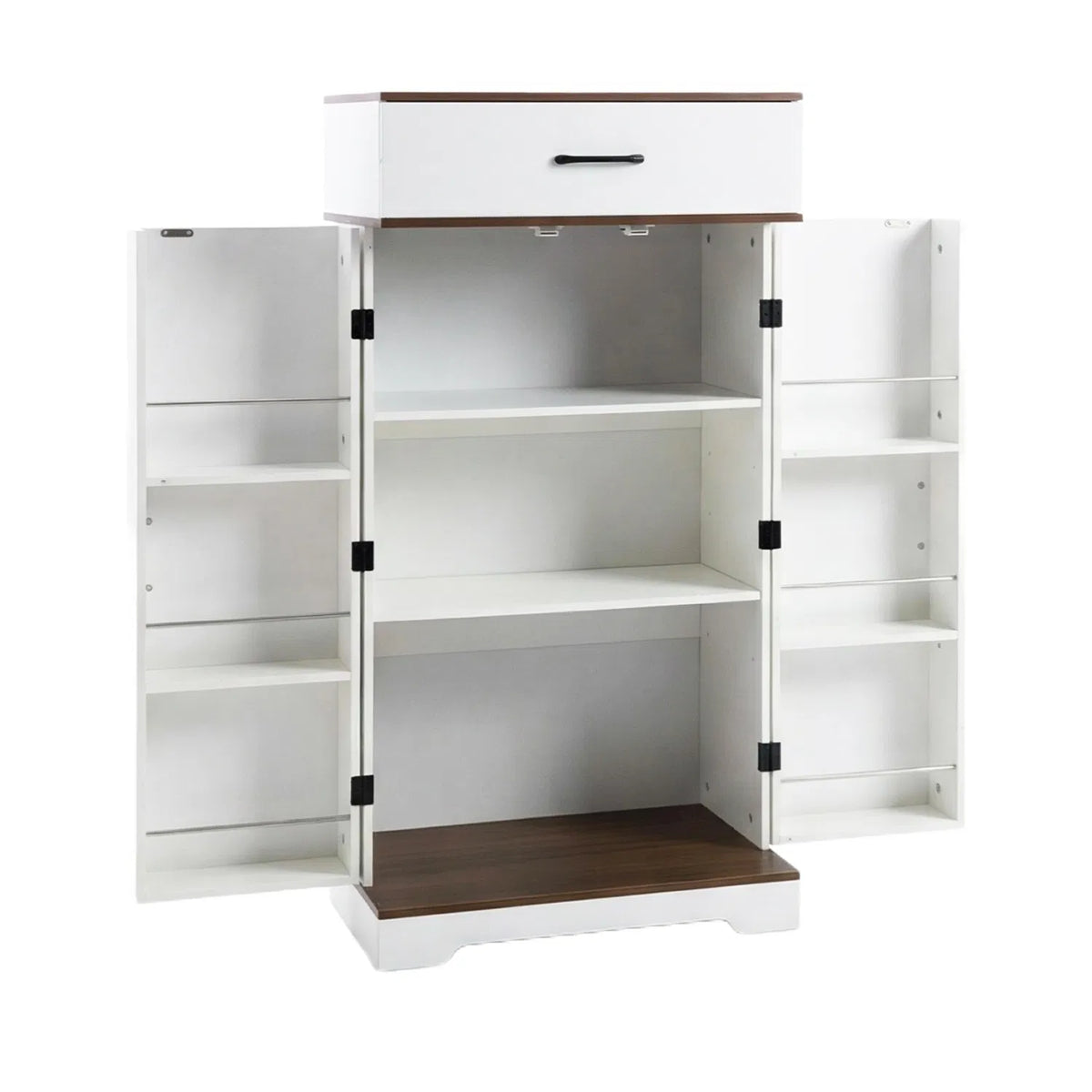 Farmhouse Kitchen Pantry Cabinet - 472" Tall Wood Kitchen Storage Cabinets with Adjustable Shelves Barn Style Doors - view 4