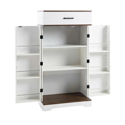 Farmhouse Kitchen Pantry Cabinet - 472" Tall Wood Kitchen Storage Cabinets with Adjustable Shelves Barn Style Doors - view 4