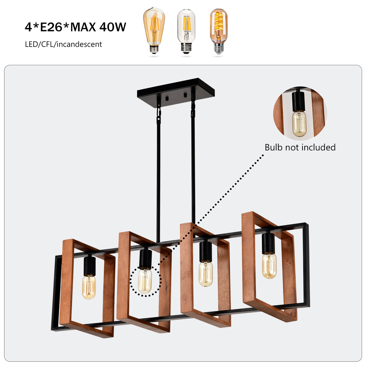 4-Light Kitchen Island Lights Pendant Light Farmhouse Dining Room Light Fixture - view 6