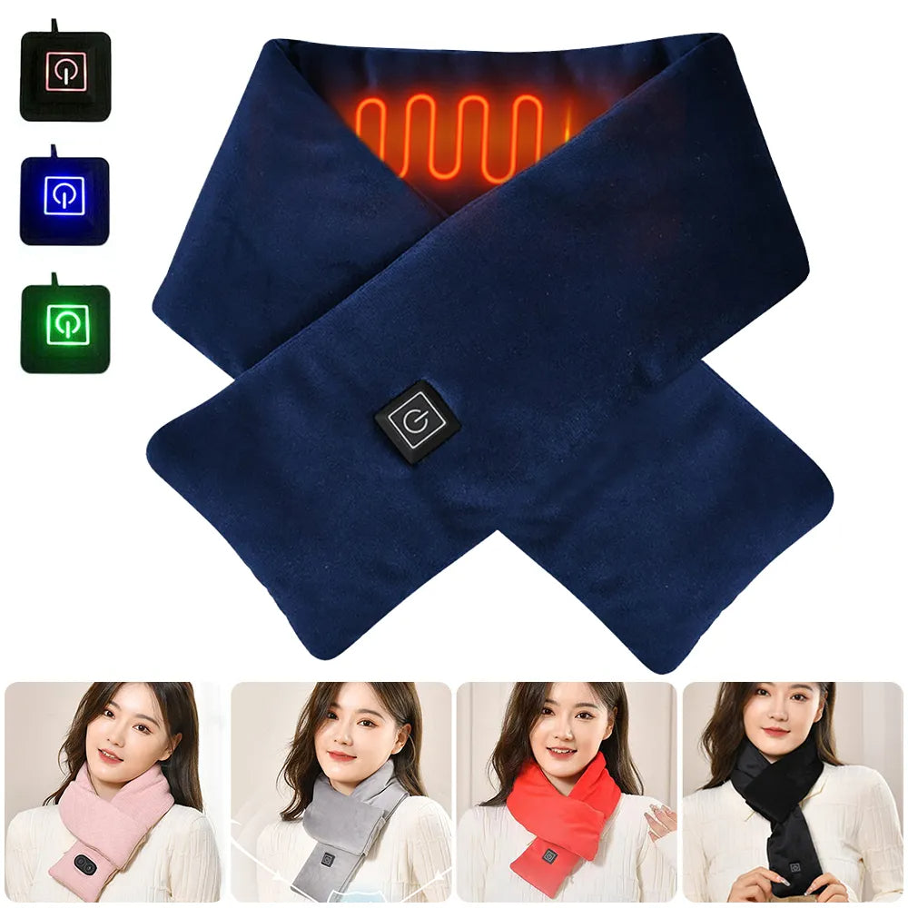 USB Women Men Heating Scarf Temperature Scarf 3 Gears Adjustable USB Charging Heat Control Neck Warmer For Cycling