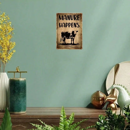 Funny Manure Happens Cow Metal Sign, Tin Wall Art, Plaque Decor For Home Bar 8x12in MetikTok, MetikTok - view 5