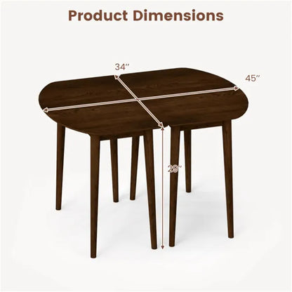 45" Extendable Dining Table Set, 2 Half-Round Tables Convertible To Oval For 4-6 People Walnut - view 5