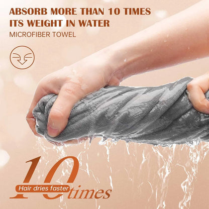 Women 3 PC Microfiber Hair Towel Wrap Ultra Absorbent Hair Turbans For Curly, Long & Thick Hair Blue,Grey,Pink - view 2