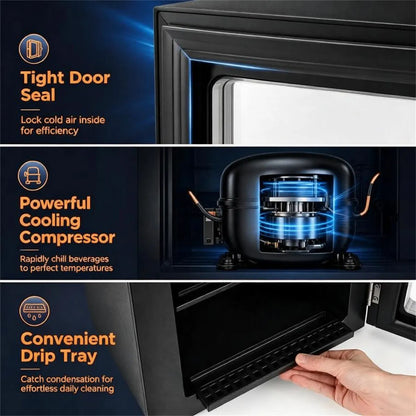 0.6 Cu.Ft Mini Beverage Refrigerator with Digital Touch Control 40F-61F Adjustable Thermostat - view 4