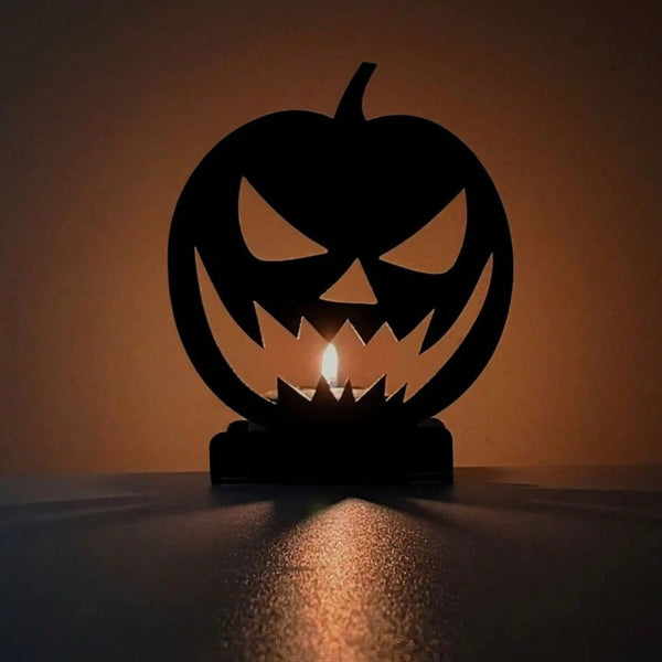 Gothic Halloween Pumpkin Candle Holder, Classic Black Candlestick, Spooky Haunted House Centerpiece Home Decor - view 3