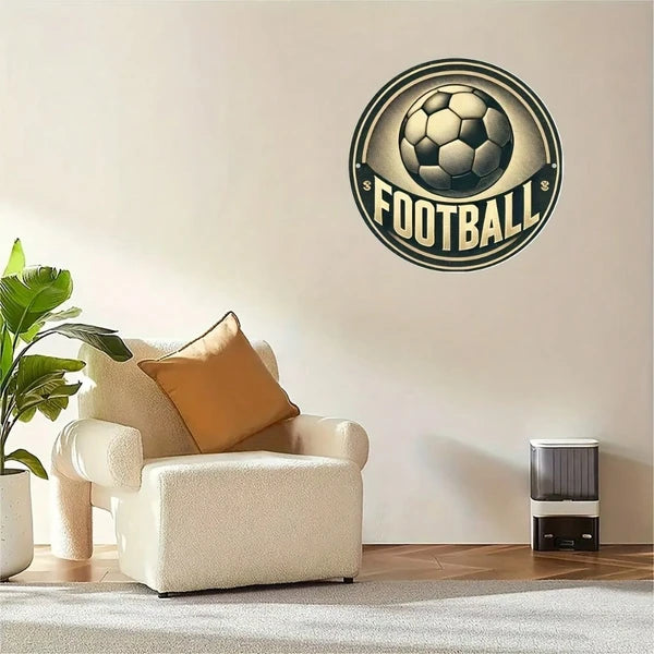 Vintage Soccer Ball Metal Wall Art 8x8 Inch, Soccer Ball, Metal Wall Art 8x8 Inch Round Iron Sign - view 4