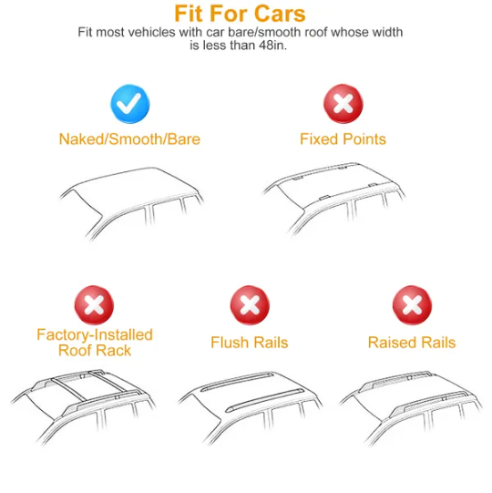 47.24in Universal Top Roof Rack Cross Bar Cargo Carrier Aluminum Crossbar Rack With 165LBS Capacity Fit For Most