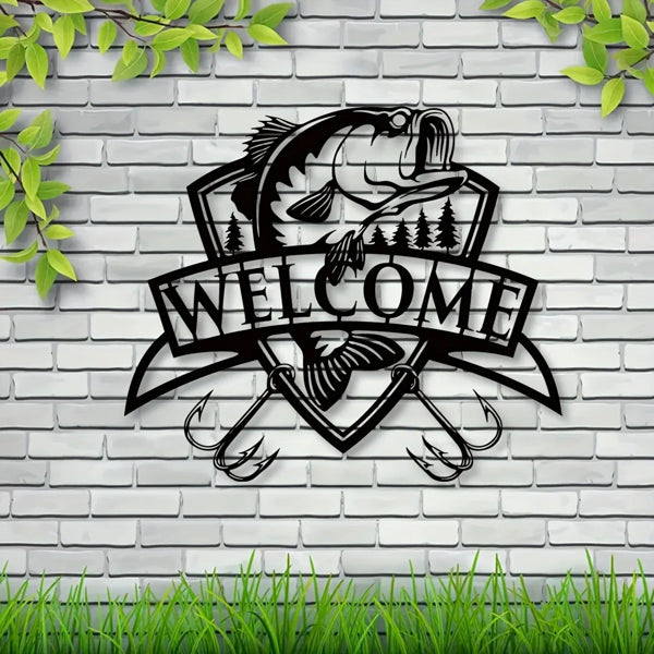 "1PC Fishing Metal Plaque - Welcome Sign, Bass Fishing Metal Piece, Fish Metal Indicator, Bass Fishing Artwork - view 9