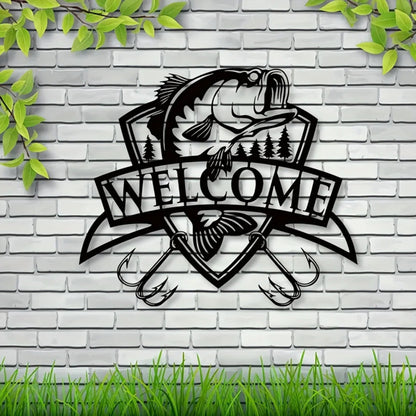 "1PC Fishing Metal Plaque - Welcome Sign, Bass Fishing Metal Piece, Fish Metal Indicator, Bass Fishing Artwork - view 9